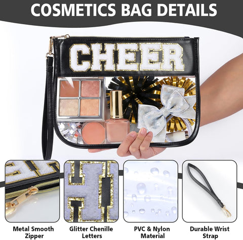 Clear Cheer Makeup Bag Cosmetic Bag Travel Toiletry Organizer Pouch