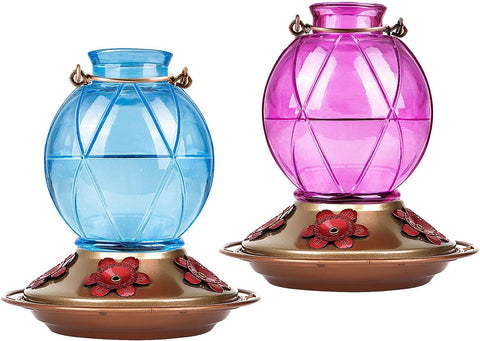 2 Glass Hummingbird Feeders