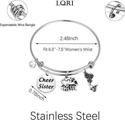 Cheer Sister Love Cheer Bracelet- Expandable Wire Bangle