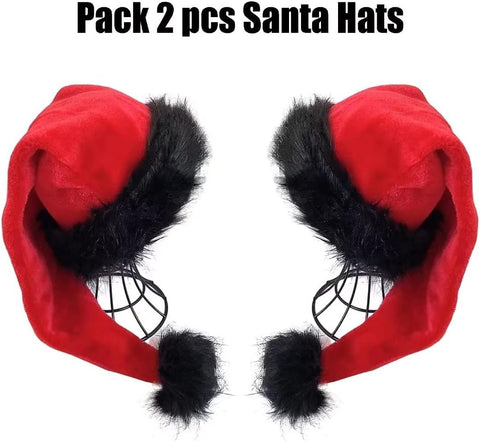Santa Hat - Adults Deluxe Xmas Christmas Hat Pack 2 Pcs