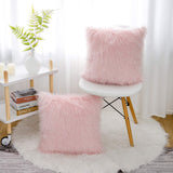 Pink Faux Fur Pillow COVERS- (18X18 Inch)- pillow inserts not included