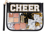 Cheer Clear Makeup Bag Cheerleader Gifts Cheerleading Accessories Cheer Competition Gifts Chenille Letter Cosmetic Bag Travel Toiletry Organizer Pouch for Women Girls