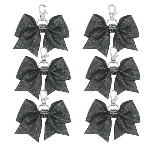 Glitter Cheer Bow Keychain for Cheerleading Teen Girls High School College Sports (Black)