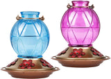 Hummingbird Feeders for Outdoors Hanging, Glass Hummingbird Feeder, Wild Bird Feeder with Five Feeding Ports, 20 Ounces, 2 Pack, Purple and Blue, Birthday Gifts for Women Men, Gifts for Mom Dad