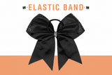 8" Large Black Glitter Cheer Bow with Iridescent Rhinestones