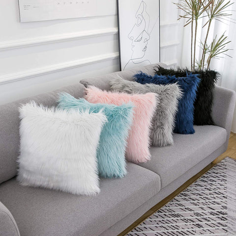Pink Faux Fur Pillow COVERS- (18X18 Inch)- pillow inserts not included