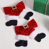 2pc- Glittery Red Christmas Velvet Ribbon Hair Bows
