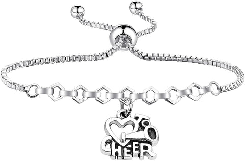 Adjustable Cheerleading Bracelet- Love to Cheer Charm