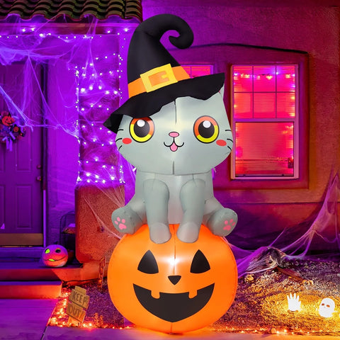 6 FT Inflatable- Cat Sitting on Pumpkin
