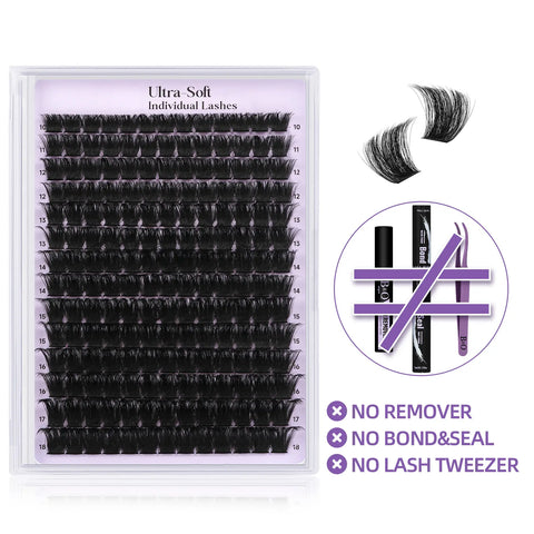 Black Pearl Kit 200D L B&Q Dramatic Soft Mega Thick Volume Individual Clusters