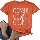 Thanksgiving Shirt for Women Gobble Gobble Short Sleeve Shirts | Thanksgiving Shirt for Women Turkey T-Shirts Short Sleeve Letter Print Funny Graphic Tees Thanksgiving Day Tops Casual