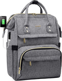 Laptop Backpack Women, 15.6 Inch Work Backpack Woman for Teacher Nurse Bags, Computer College Backpack Purse, Waterproof Anti-Theft Travel Back Pack with USB Charging Port, Grey