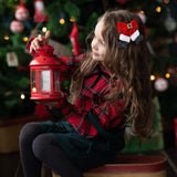 2pc- Glittery Red Christmas Velvet Ribbon Hair Bows