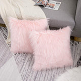 Pink Faux Fur Pillow COVERS- (18X18 Inch)- pillow inserts not included