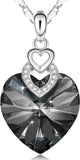 3 Hearts Crystal Necklace for Women, Pendant Engraved Love You - Christmas Wedding Gifts for Her Anniversary Mother'S Day Valentine’S Day Birthday - in Gift Box