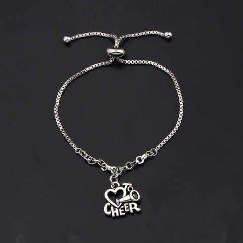 Adjustable Cheerleading Bracelet- Love to Cheer Charm