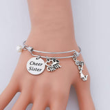 Cheer Sister Love Cheer Bracelet- Expandable Wire Bangle