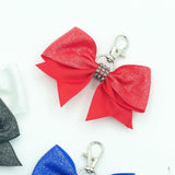 Glitter Cheer Bow Keychain for Cheerleading Teen Girls High School College Sports (Black)