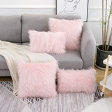 Pink Faux Fur Pillow COVERS- (18X18 Inch)- pillow inserts not included