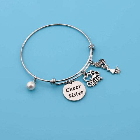 Cheer Sister Love Cheer Bracelet- Expandable Wire Bangle