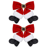 Red Velvet Ribbon Hair Bows 2Pc Glitter Sparkly Christmas Santa Claus Decor Hair Clip Barrettes Alligator Hairpins Holiday Party Dress Decor Accessory for Girls Women Xmas Gift