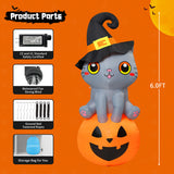 6 FT Inflatable- Cat Sitting on Pumpkin