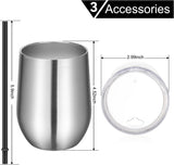 12Oz Stainless Steel Wine Tumbler with Lid and Straw