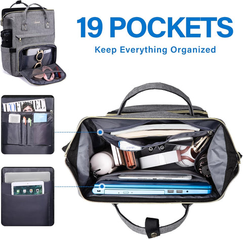 15.6 inch Laptop Backpack with USB charging port for women