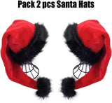 Santa Hat - Adults Deluxe Xmas Christmas Hat Pack 2 Pcs