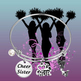 Cheer Sister Love Cheer Bracelet- Expandable Wire Bangle