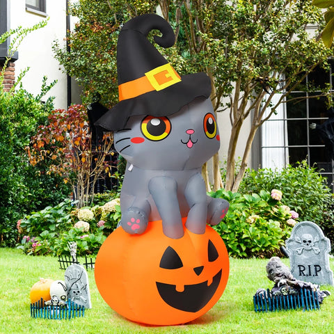 6 FT Inflatable- Cat Sitting on Pumpkin