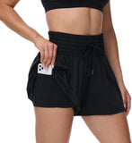 Flowy Athletic Shorts for Women Gym Workout Running Short Pants High Waist Skort with Pocket Casual Summer Clothes