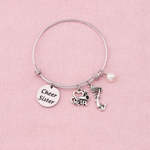 Cheer Sister Love Cheer Bracelet- Expandable Wire Bangle