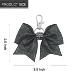 Glitter Cheer Bow Keychain for Cheerleading Teen Girls High School College Sports (Black)